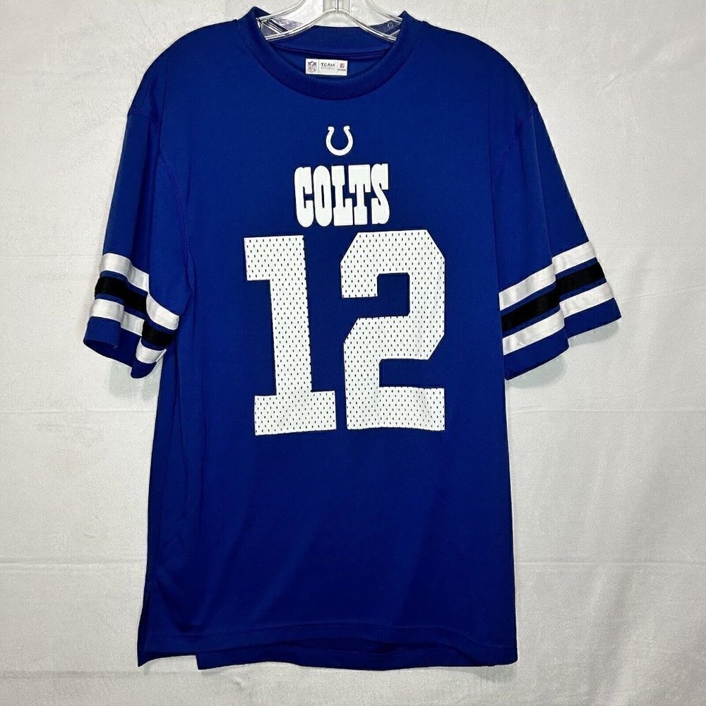 Andrew Luck Indianapolis Colts NFL Team Apparel Blue Jersey T-Shirt Men's Sz M